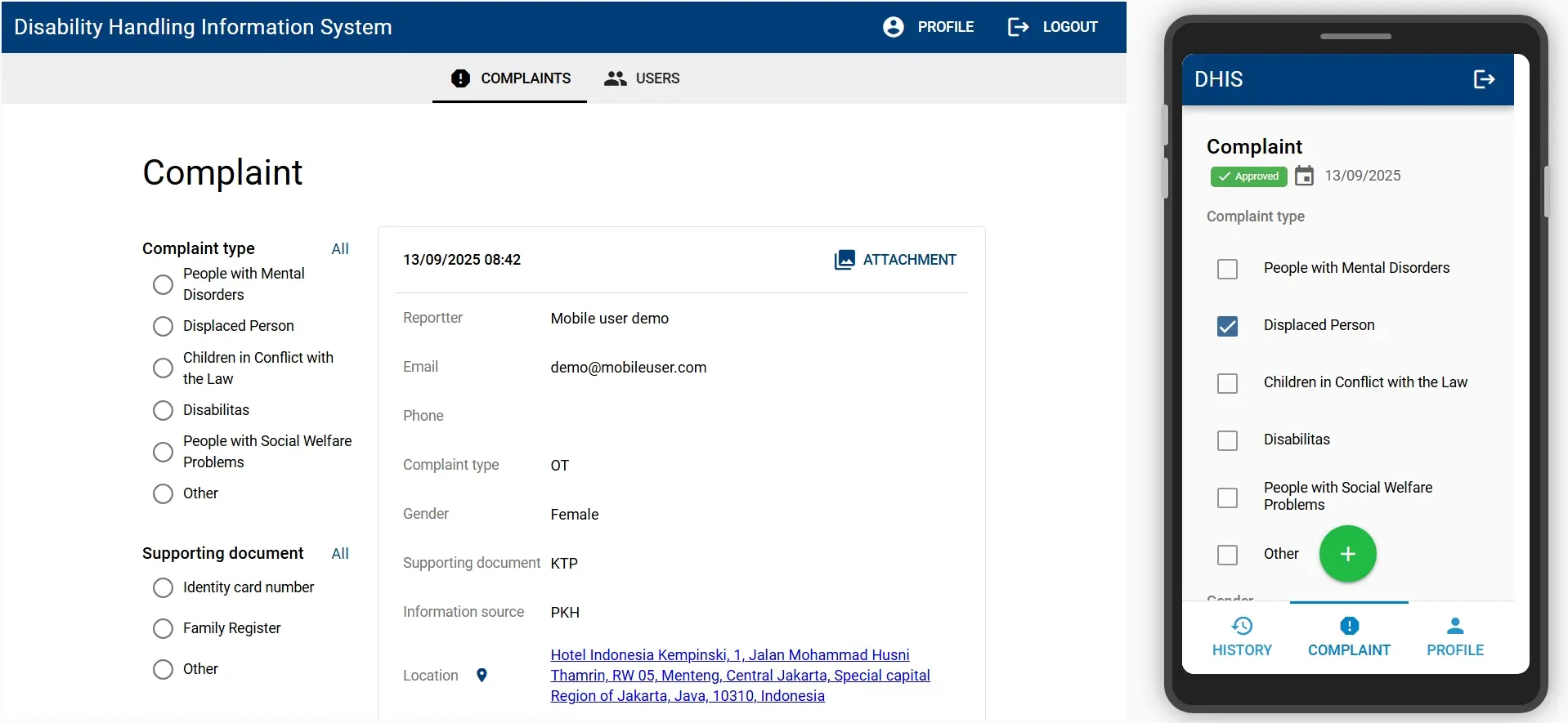 Disability Reporting Application